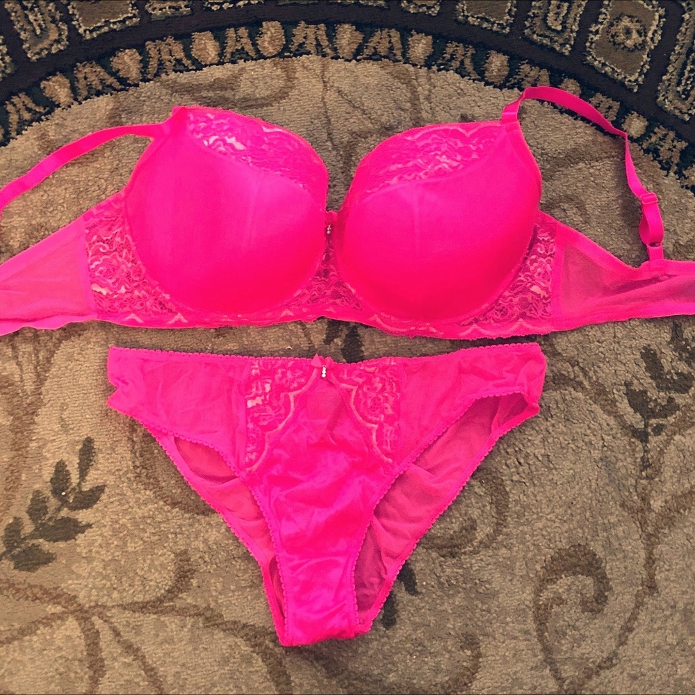 Hot pink bb women's bra and panty set